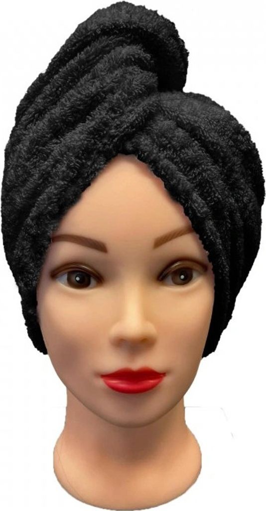 Rýchloschnúci froté turban na vlasy čierny, 100% bavlna Obrázok produktu 