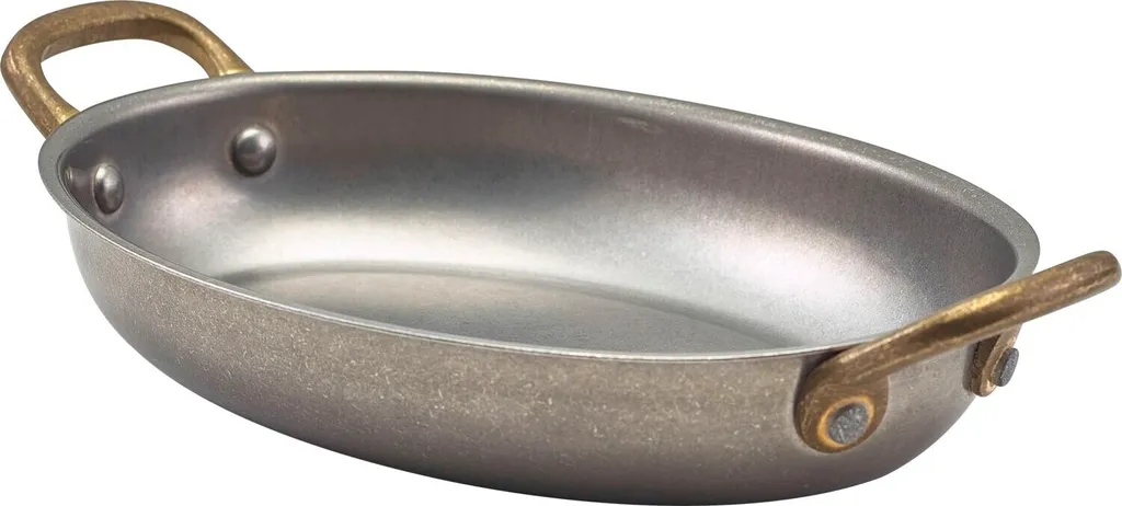 Genware Piatto Ovale Vintage Steel 0,5L - Acciaio Inox Professionale