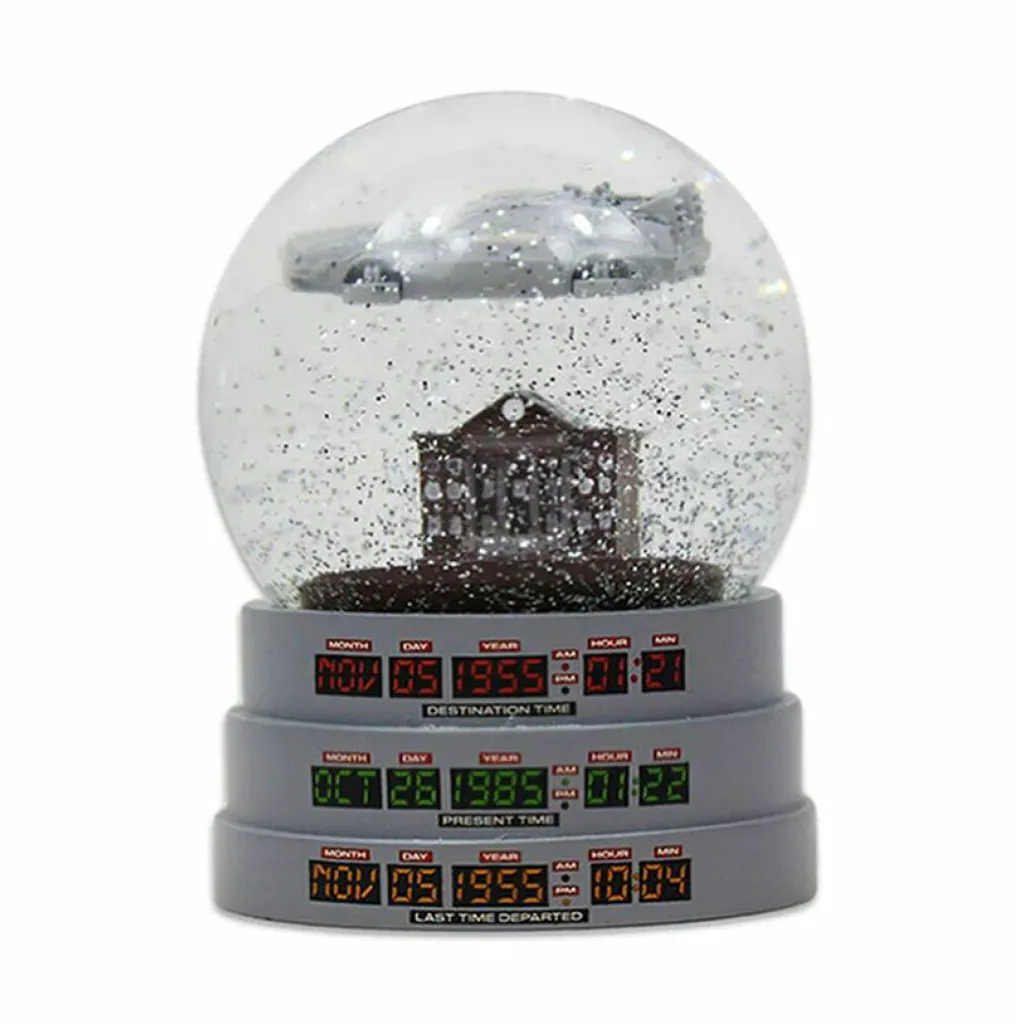 Boule à neige DeLorean miniature 6,5 cm décoration pour fan de film