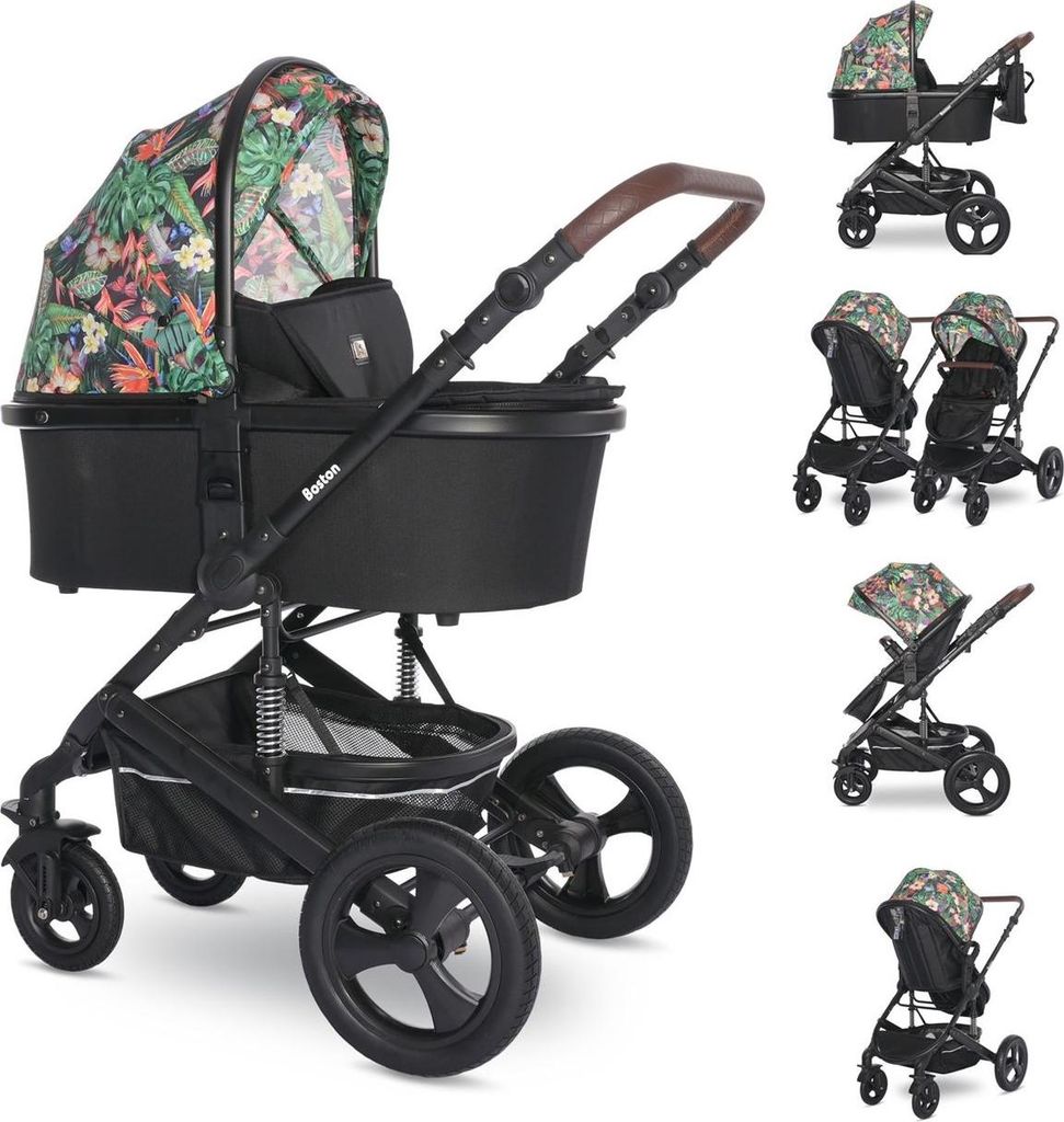 Lorelli Boston Kinderwagen 2-in-1 – Babywanne & Sportsitz, verstellbar, große Räder, Federung, UV50+ Verdeck, bis 22 kg, kompakt faltbar