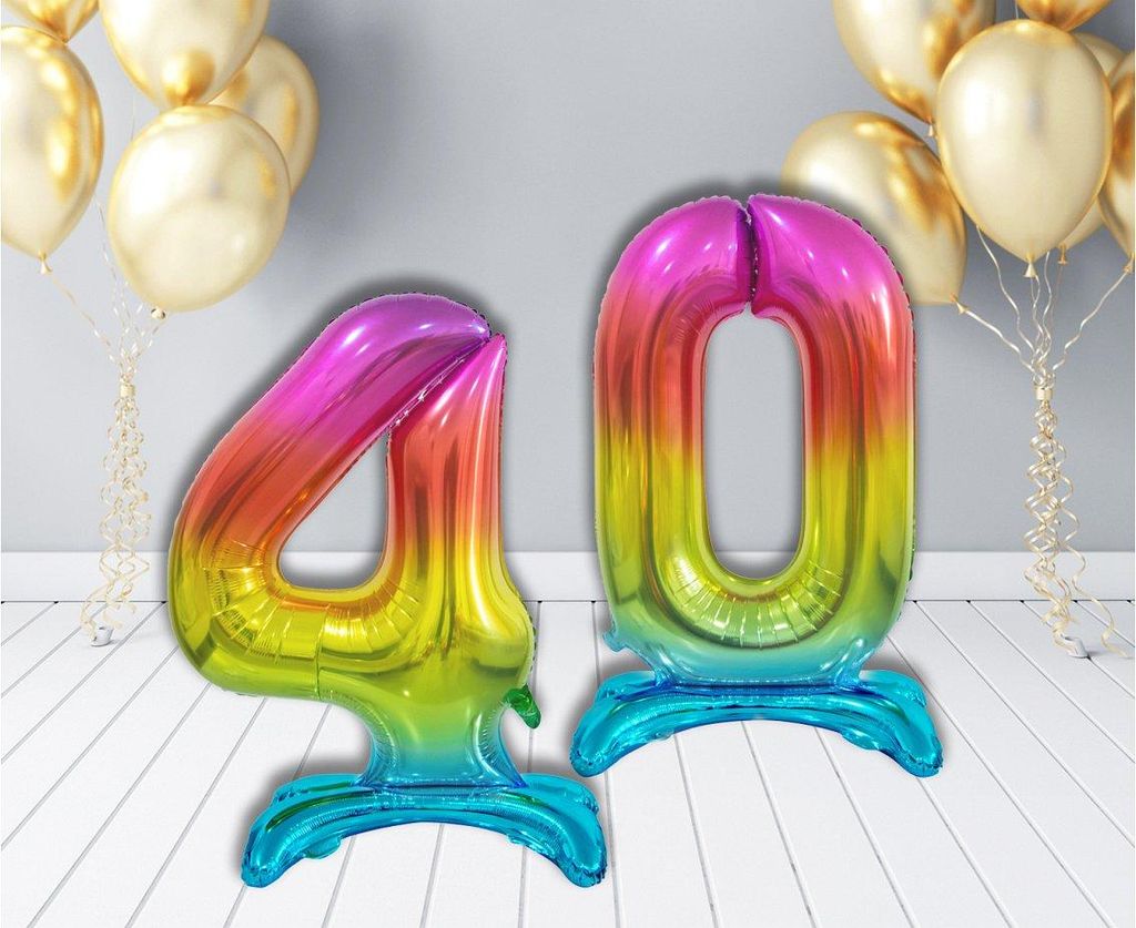 Balon foliowy cyfra 4 stojący kolorowy 74 cm Immagine del prodotto 