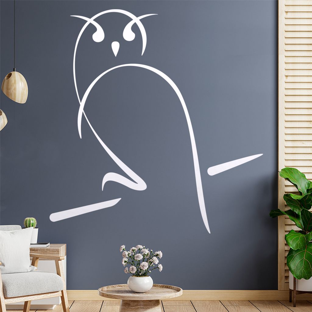 Eule Linien Wandtattoo in 6 Größen - Wandaufkleber Wall Sticker - Dekoration, Küche, Wohnzimmer, Schlafzimmer, Badezimmer