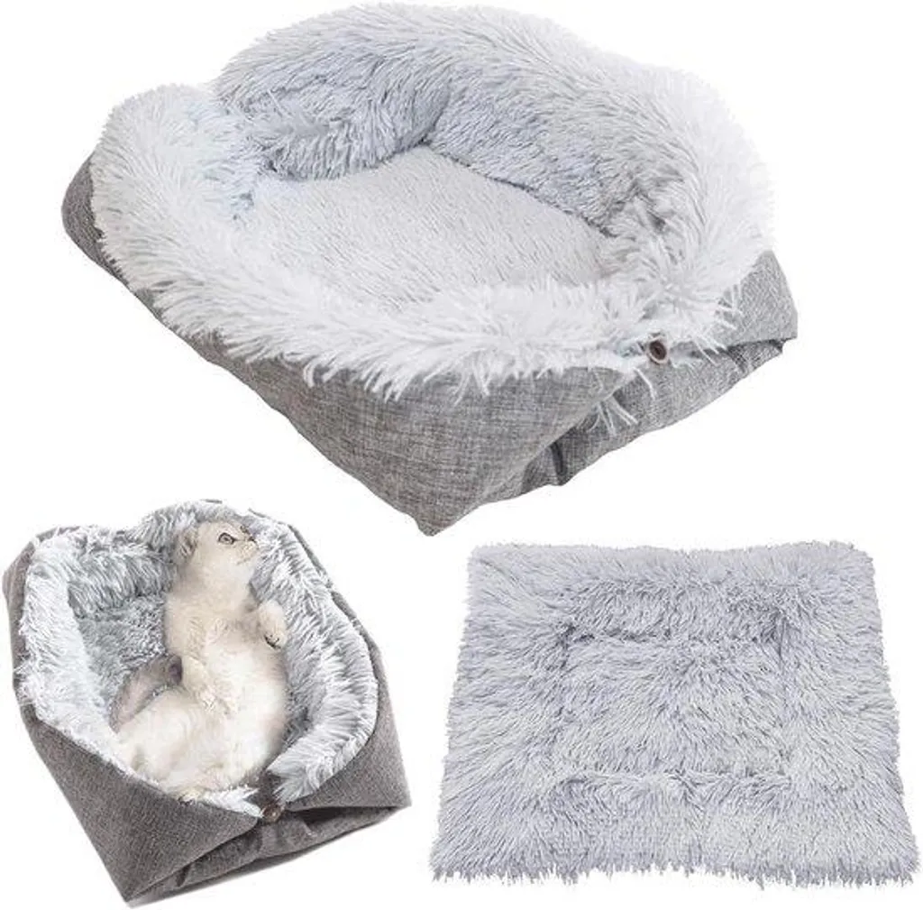 Panier pour chat et petit chien pliable avec coussin amovible 50cm