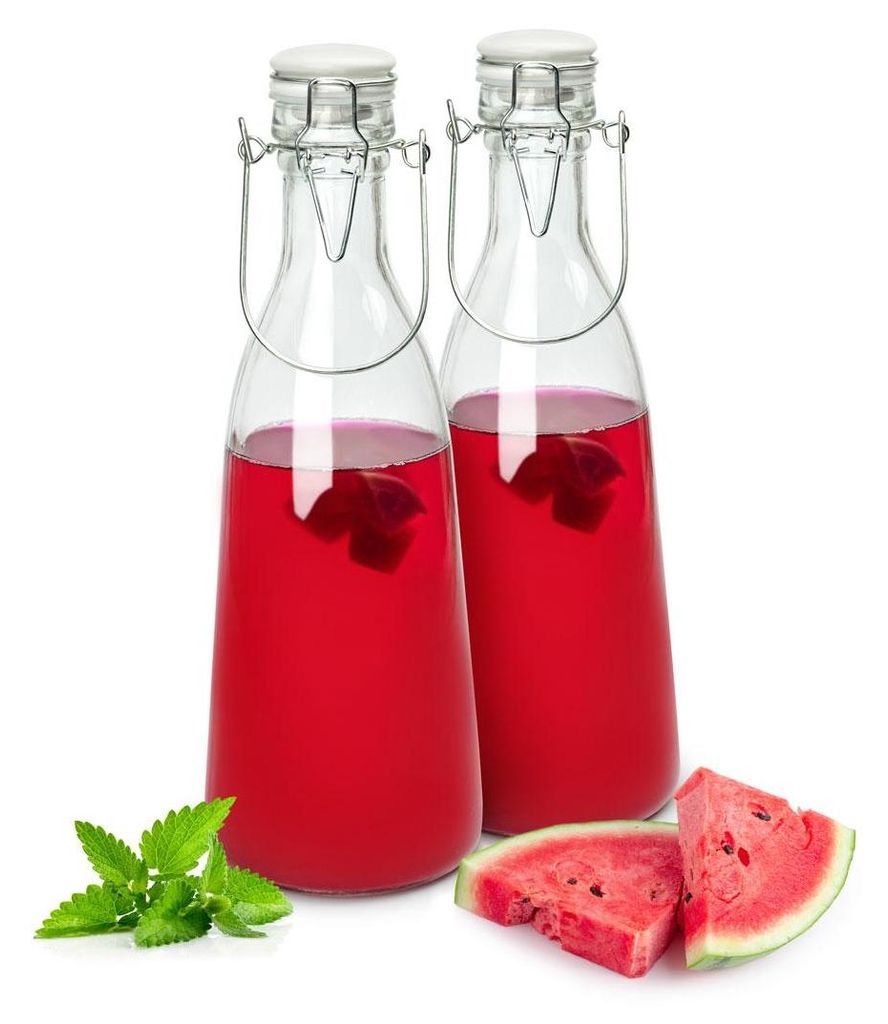 2er Set Glasflasche mit Bügelverschluss und Griff 1000ml Produktbild 