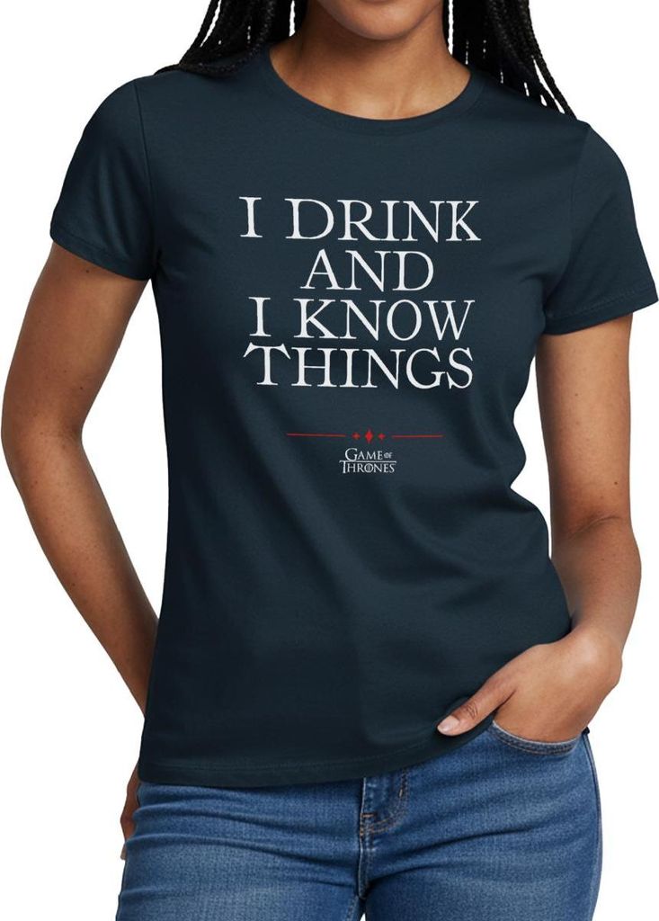 Spreadshirt Game Of Thrones Tyrion I Drink And I Know Things Frauen T-Shirt, XXL, Navy