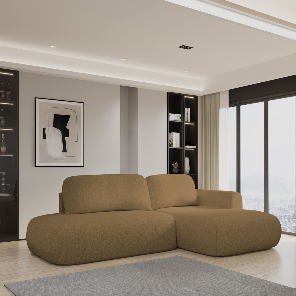 Masseno Ecksofa NUVIRA R-S mit Schlaffunktion L-Form, Sofa mit Bettkasten, Wohnzimmersofa, Couch, Soffa, Bettsofa, Couchgarnitur- Orange, QUELLE 17