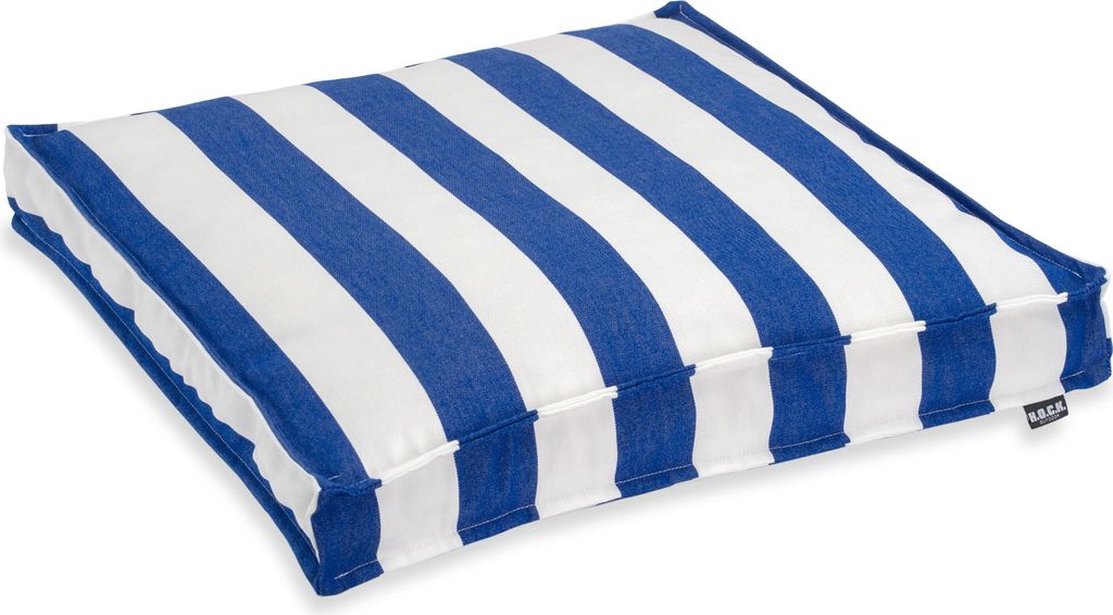 H.O.C.K. Classic Streifen Outdoor Sitzkissen 50x50x5cm royal blau