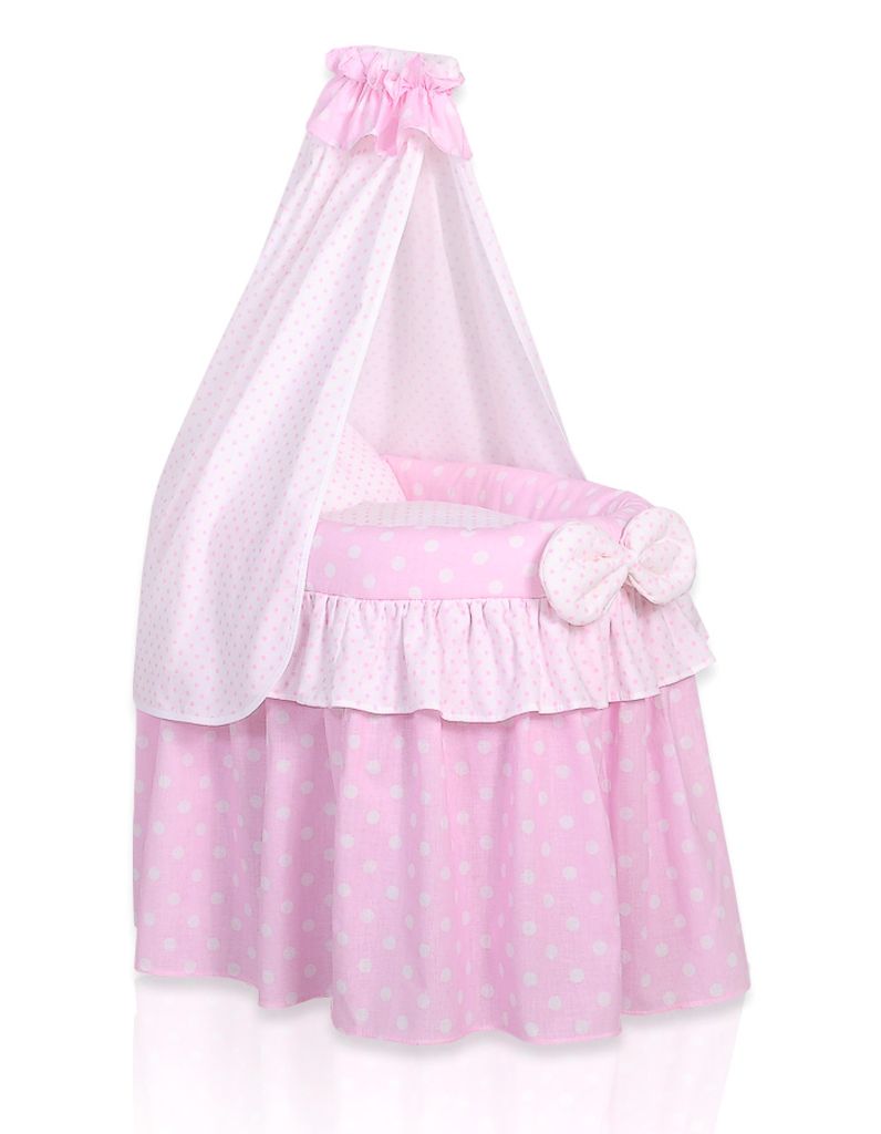 Puppenwagen - Babykorb für Puppen mit Verdeck - Rosa