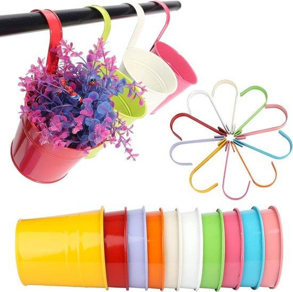 Bunte Hängepflanzer aus Eisen 10cm 10er Pack