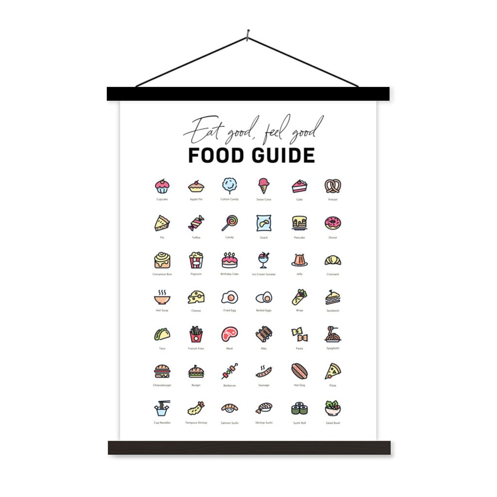 MuchoWow Textilposter Küche - Lebensmittel 120x160 cm mit schwarzem Rahmen - Magnetischer