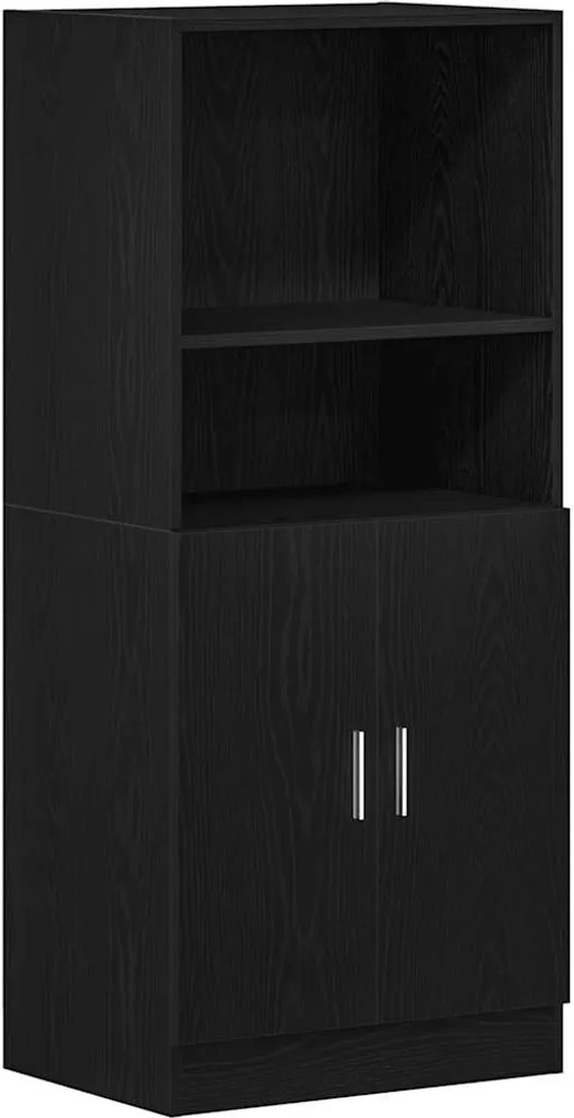 Mobile Cucina da Montare Nero 57x131,5 cm | Struttura in Legno Solida