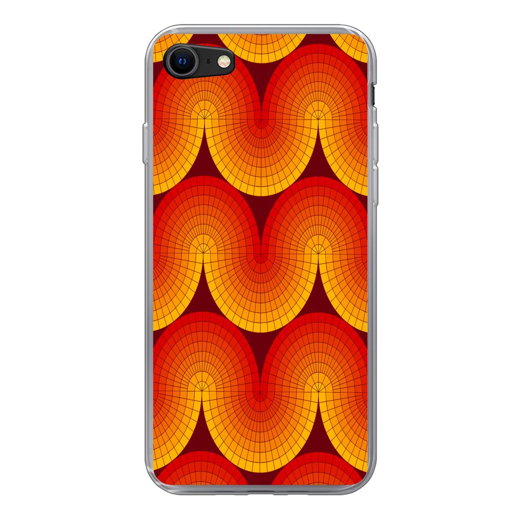 MuchoWow Handyhülle Schutzhülle Hülle für iPhone SE 2022 Design - Retro - Rot - Abstrakt Silikon Softcase Handy Hülle - Schutzhülle
