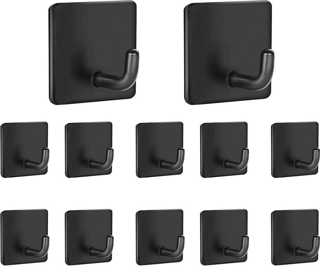 Haken Selbstklebend Handtuchhaken 12 Stück Edelstahl klebehaken Wall Hooks Handtuchhalter Küchenhaken Kleiderhaken Türhaken , Ideal für Bad T...