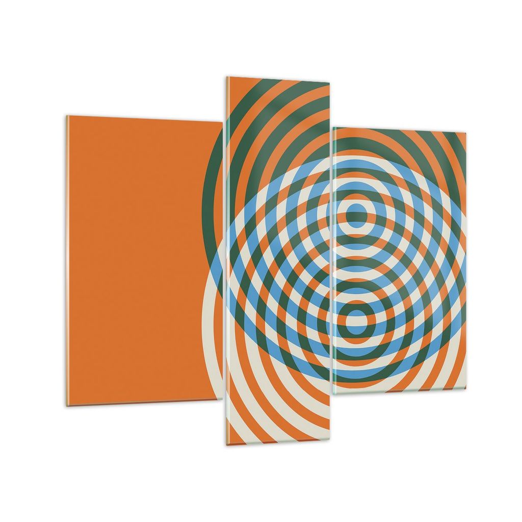 Bilder auf glas - 3 Teile - Abstraktion Modern Kreise - 95x80cm - Glasbilder - Wandbilder - Bilder - zum Aufhängen bereit - Wanddekoration aus Gla...