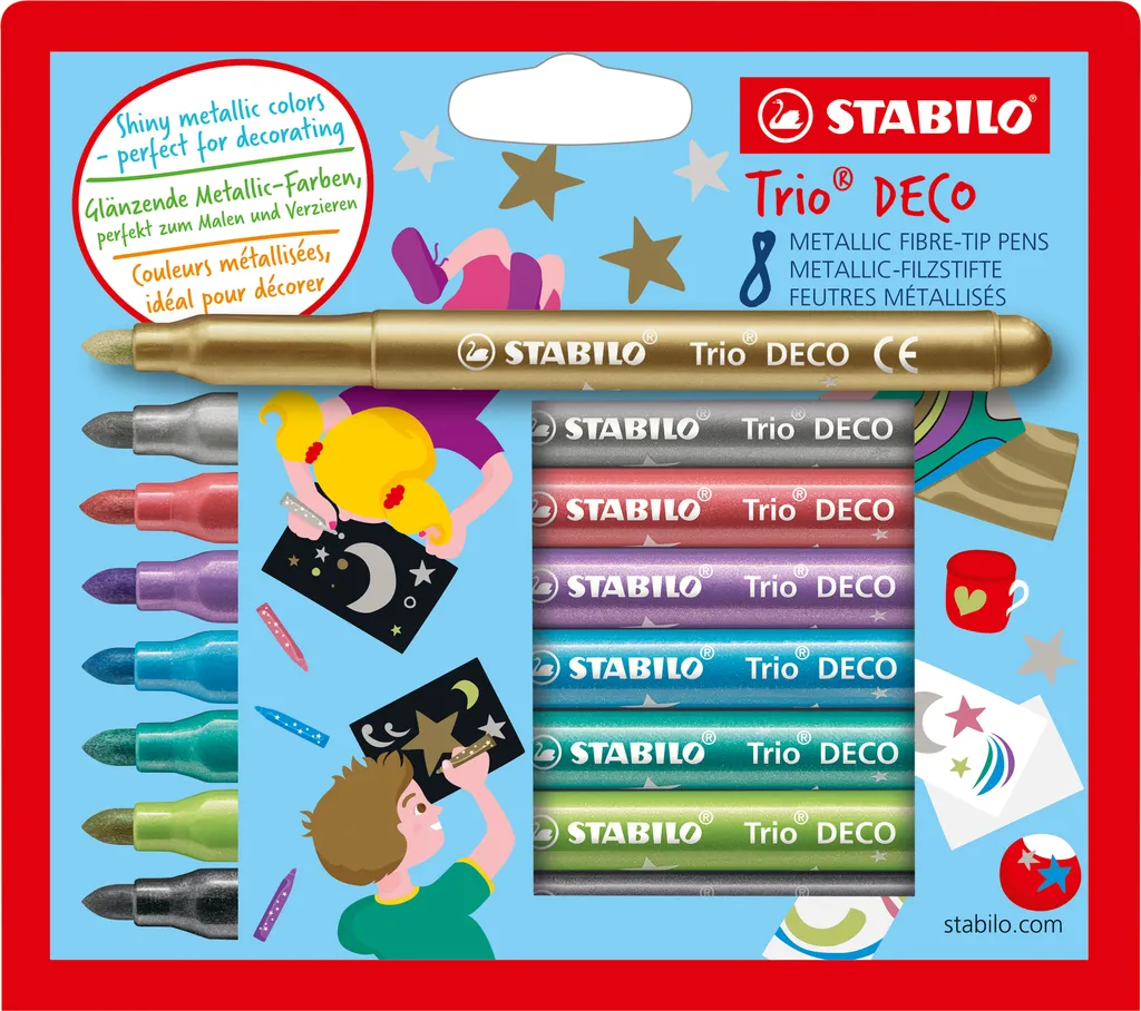 Idee Regalo: Set Stabilo Trio Deco 8 Pennarelli Metallici Scintillanti