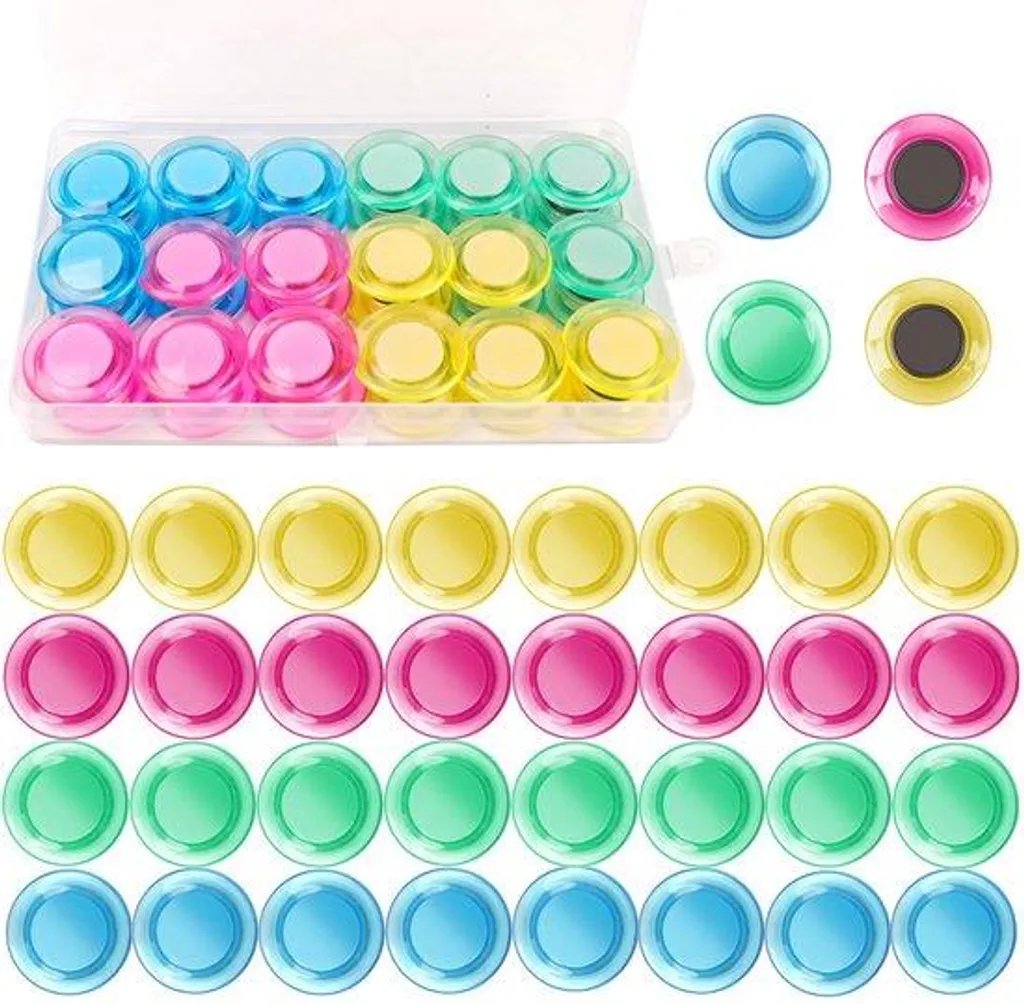 Aimants Puissants et Colorés Haute Visibilité pour École et Bureau - 36pc