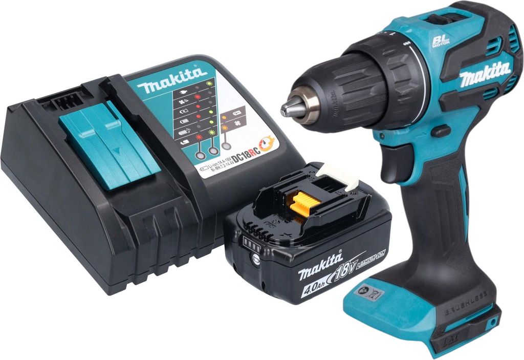 Makita DDF 490 RM1 Akku Bohrschrauber 18 V 65 Nm 1/2" Brushless + 1x Akku 4,0 Ah + Ladegerät