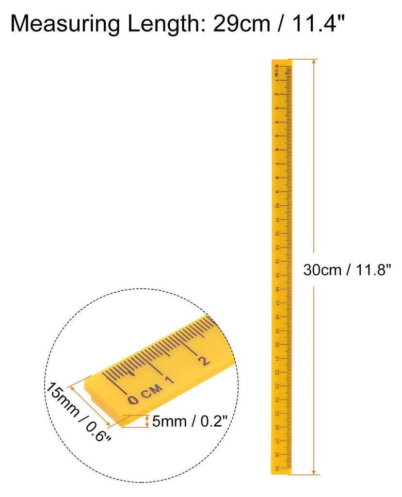 Whiteboard Magnetisches Lineal 29cm Metrische Tafel Gerade Lineale fš¹r Bš¹ro Klassenzimmer Wohnung Gelb
