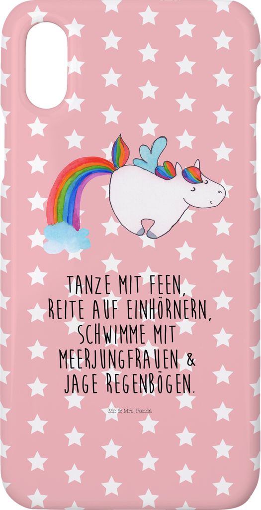 Mr. & Mrs. Panda Iphone 10 Handyhülle Einhorn Fliegendes Pferd - Rot Pastell - Geschenk, Erwachsenwerden, X, Hülle, Glitzer, Handy, Spielen, Unic...