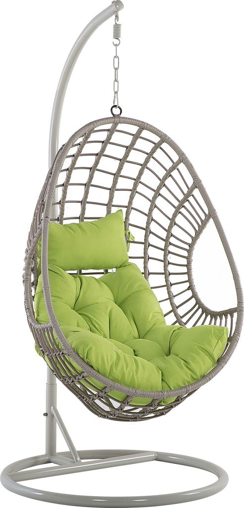 BELIANI Hängesessel Taupe Polyrattan mit Gestell inkl. Kissen modern Terrasse Balkon Kinderzimmer modern
