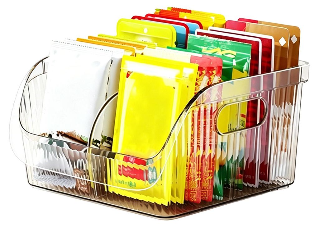 Gewürzbox mit Fächern, durchsichtige Aufbewahrungsbox aus Kunststoff für Gewürzpäckchen und Soßen, stapelbar, staubdicht, für Speisekammer, ...