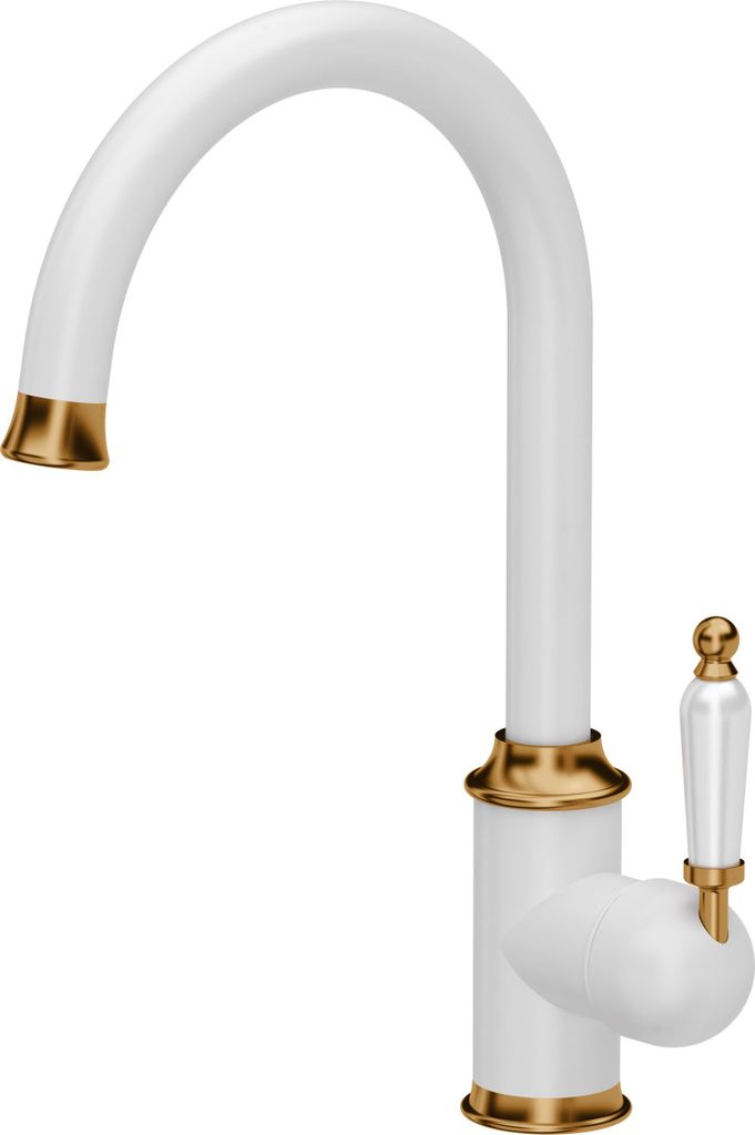 QUADRON Armatur Küche aus Edelstahl, RACHEL SteelQ Küchenarmatur, Mischbatterie 360°, Farbe: Weiß, Höhe: 33 cm, Wasserhahn für Küche