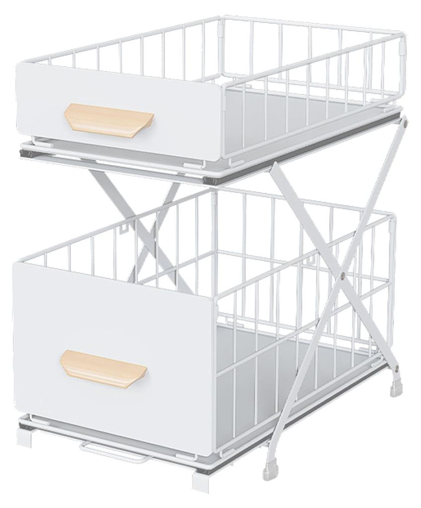 2-stöckiges Gewürzregal, Schublade für unter die Spüle, Metallregal für unter den Küchenschrank, faltbarer Schrankorganizer, Organizer für R...