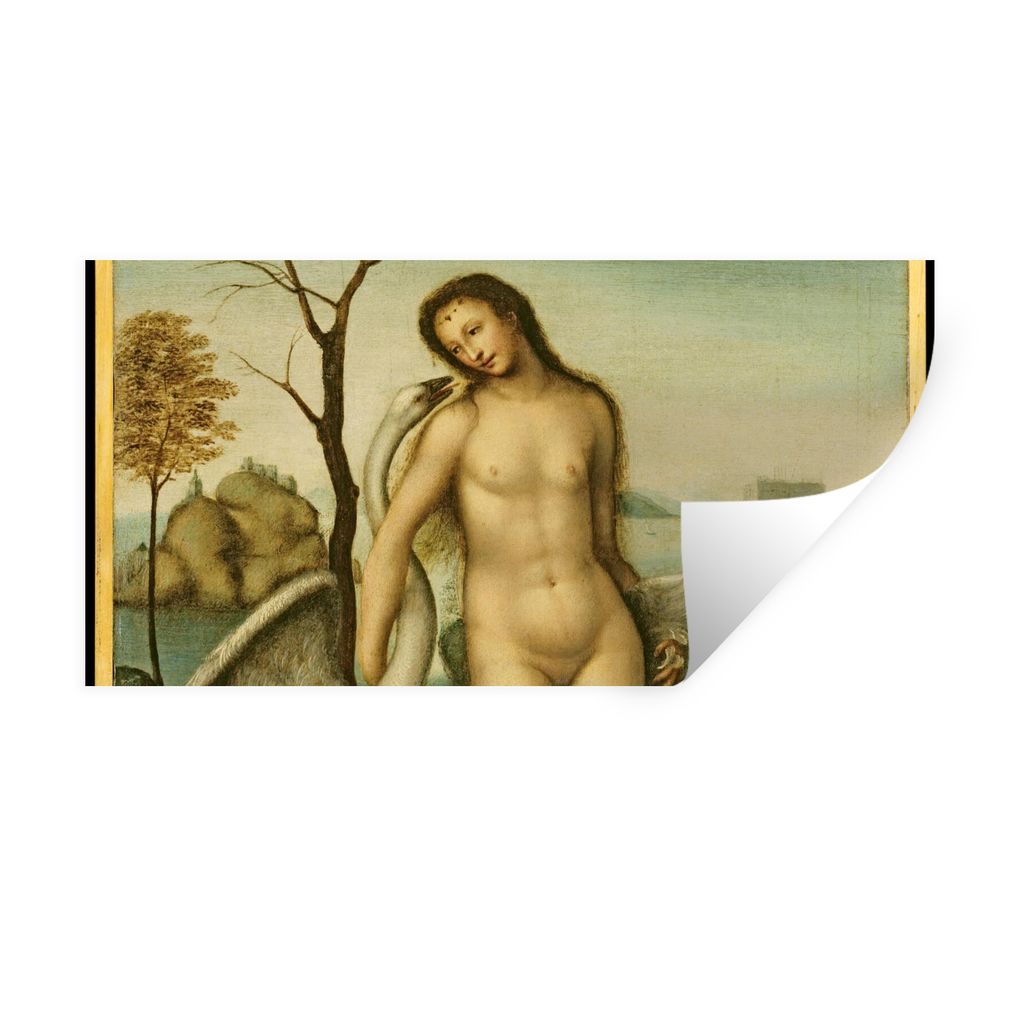 MuchoWow Wandtattoo Wandsticker Wandaufkleber Leda und der Schwan - Leonardo da Vinci 160x80 cm Selbstklebend und Repositionierbar - Sticker - De...