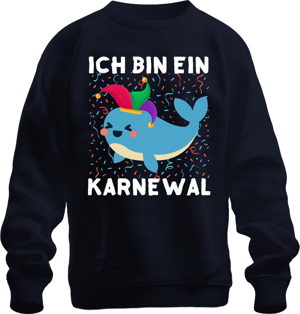 Ich bin ein Karnewal Karneval Wal Narr Konfetti Lustig Geschenk Uni Sweatshirt Pullover, Navy, L