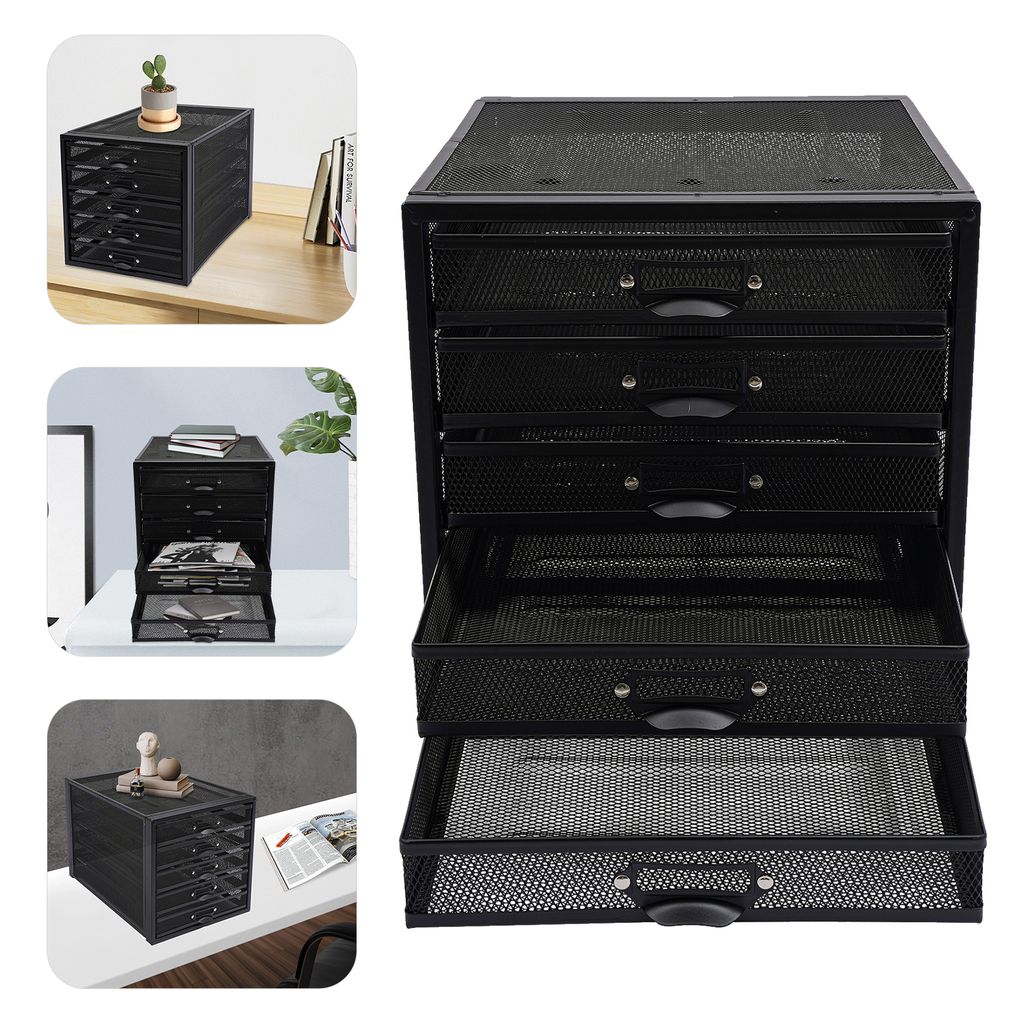 Schreibtisch-Organizer mit Schubladen für Büromaterialien 27.5*35.4*28.3cm Schwarz