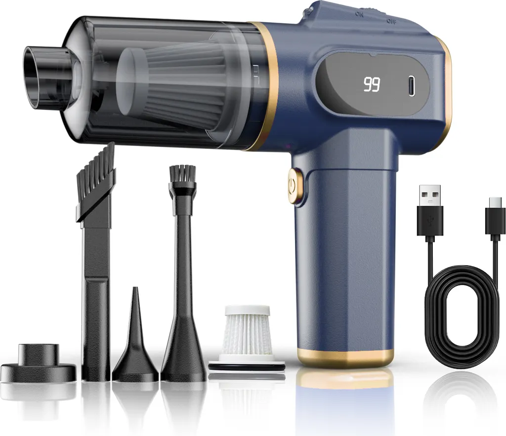 Mini Aspirapolvere Auto Senza Fili INF Blu - Potenza Portatile