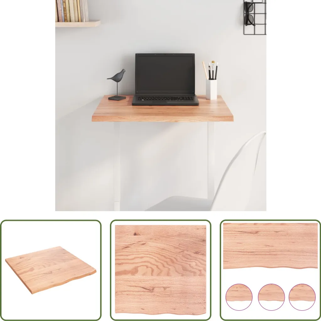 The Living Store Piano del tavolo marrone chiaro 60x60x2 cm in legno massiccio di rovere trattato
