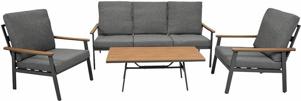 Loungeset 4-teilig, Aluminium + Kunstholz