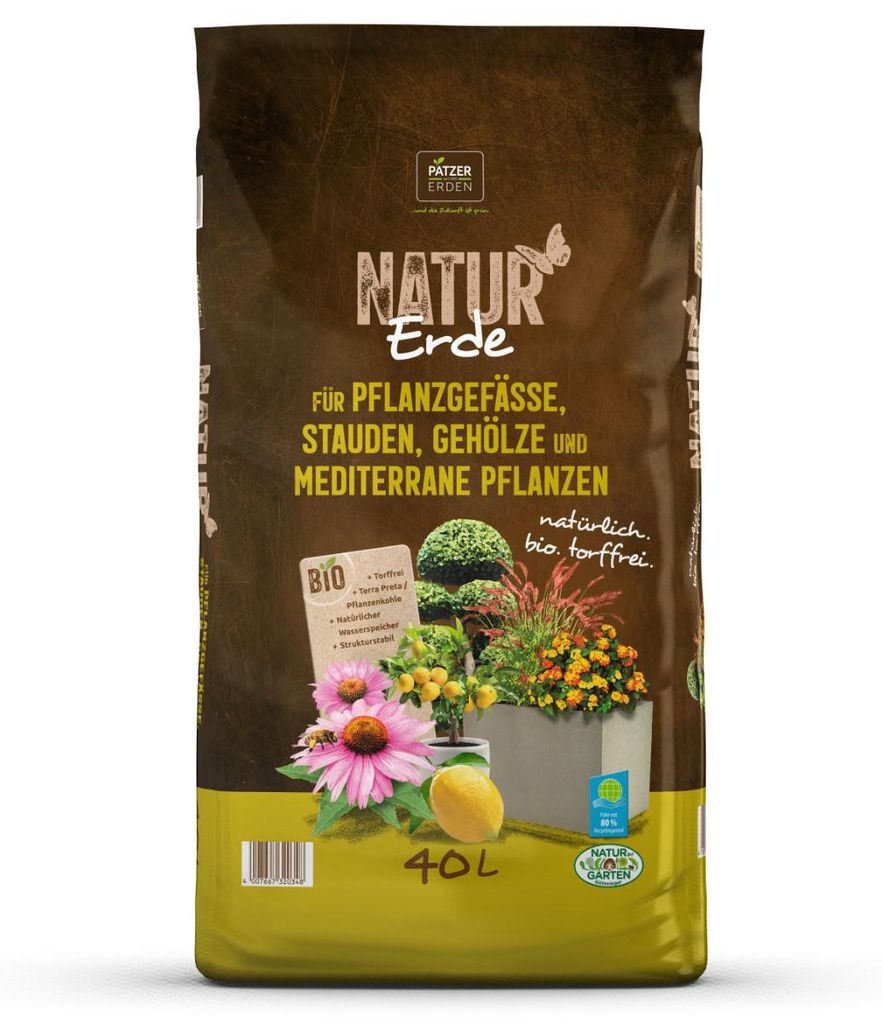 PATZER NATUR Erde  für Pflanzgefäße Stauden Gehölze Produktbild 