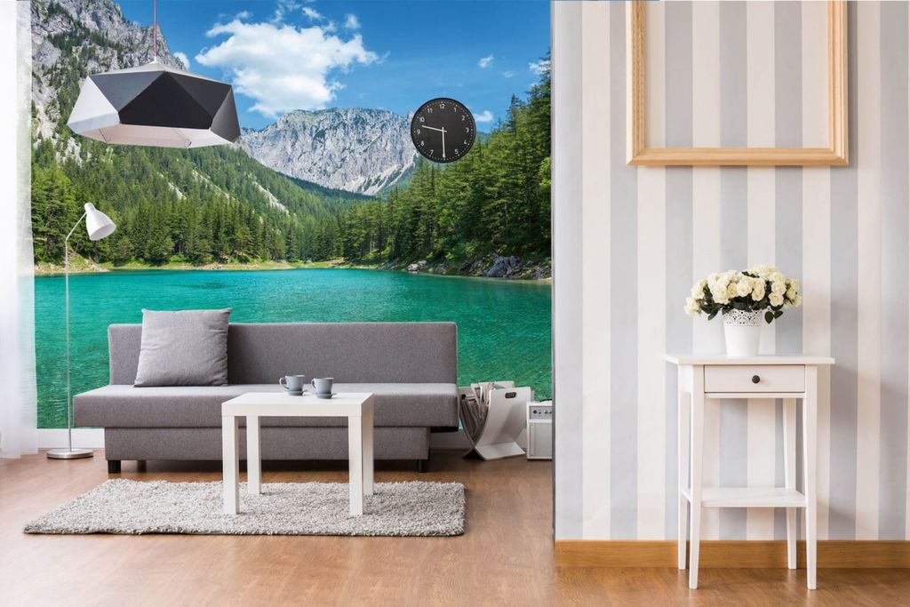 Vlies Fototapete ÖSTERREICHISCHER ALPENSEE 375 x 250 cm (inkl. Kleister) - Vlies Tapete, Wandtapete, Wandbilder - Tapete für Wohnzimmer Schlafzim...