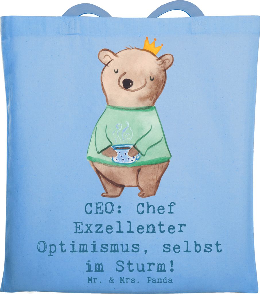 Mr. & Mrs. Panda Tote Bag CEO Optimismus - Sky Blue - Geschenk, kreative Geschenke, Laptoptasche, Shopping Tasche, Geschäftsstrategie, Unternehmen...