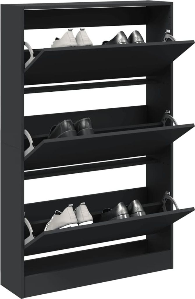 vidaXL Botník černý 80x21x125,5 cm materiál na bázi dřeva Obrázek produktu 