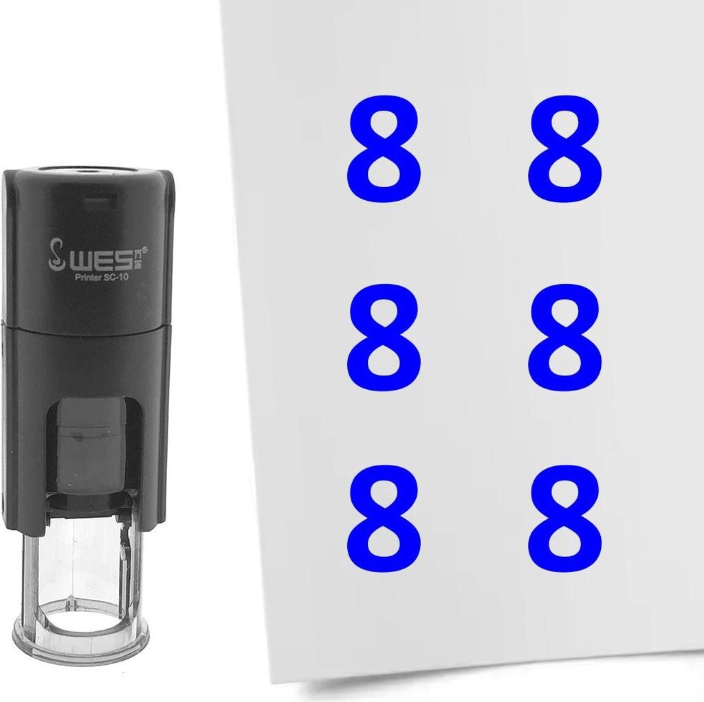 CombiCraft Selbstfärbender Stempel 'Zahl 8' in der Farbe Blau, Ø10mm