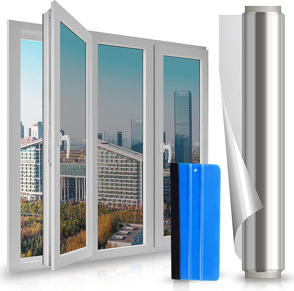 Sichtschutzfolie für Fenster, Verdunkelungsfolie für Fenster, selbstklebende Sonnenschutzfolie, Sichtschutzfolie für Fenster für Zuhause, Büro...