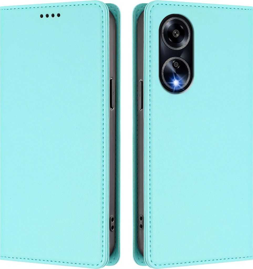 Handyhülle für Oppo A98 /Oppo A1 5G, Kunstleder Klapphülle Stoßfeste Magnetische Hülle mit Ständer Türkis