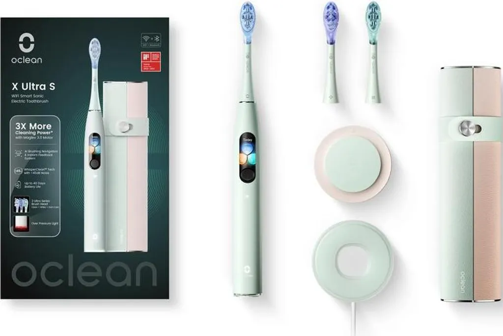 Oclean X Ultra S Verte : Brosse Sonique Connectée avec Écran et Boîtier - 7