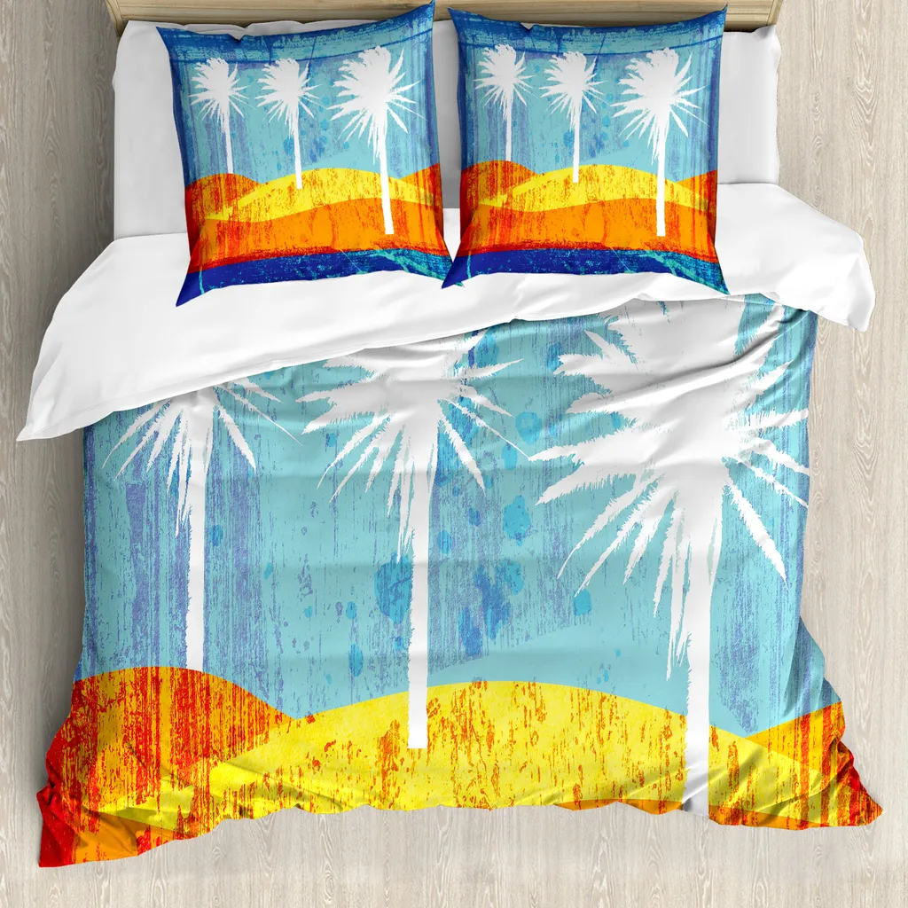 Copripiumino Tropicale ABAKUHAUS 200x200 Arancio e Blu - Antiacaro