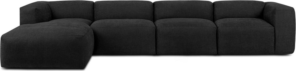 KONSIMO Ecksofa Links 6-Sitzer mit extrem weicher Sitzfläche "BUFFO", graphit, Gewebestoff, Boho ,377x73x172/96 cm