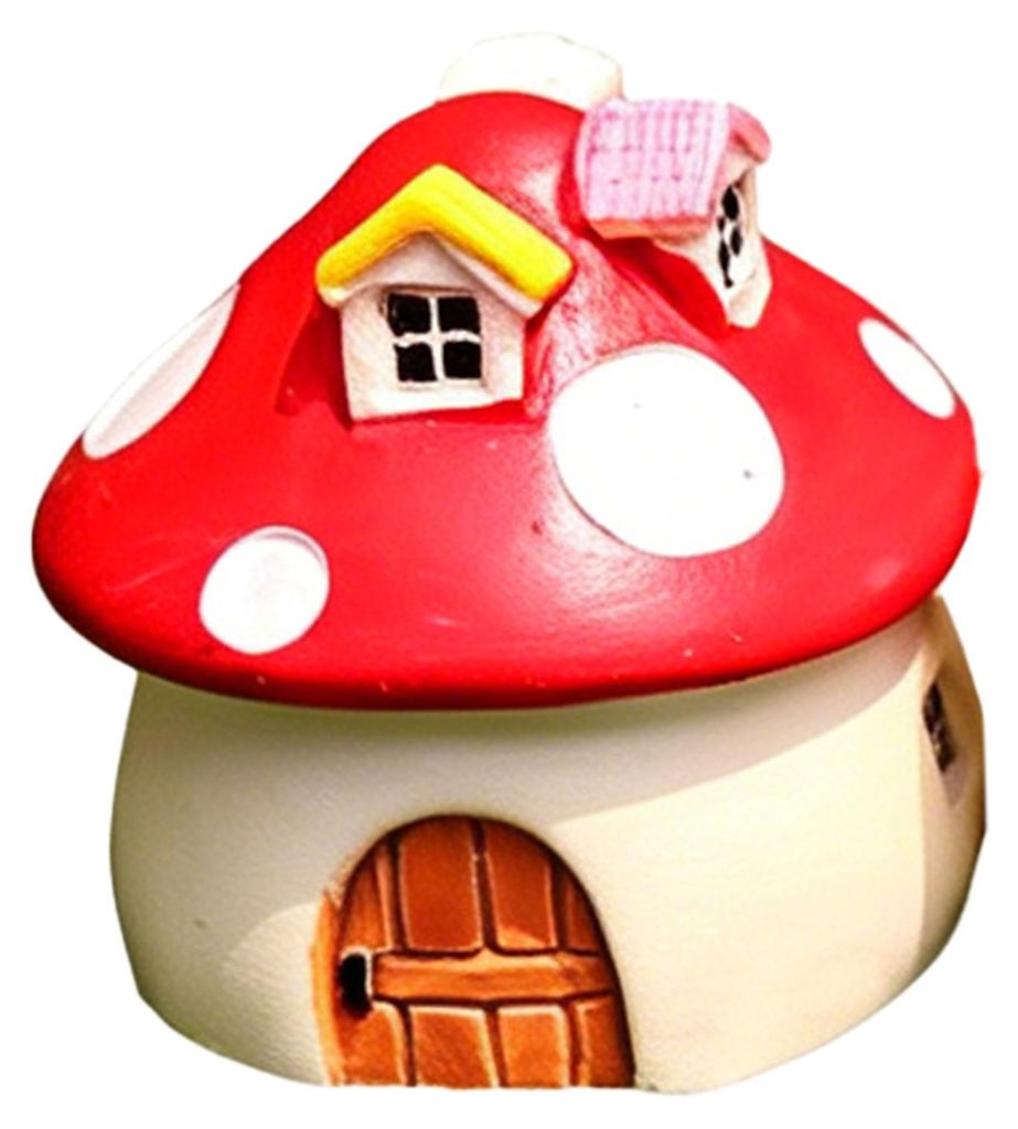 Mini-Pilzhaus-Figur, Miniatur-Feengarten-Accessoires, winzige Harz-Häuschen-Statue für DIY-Terrarien, Mooslandschaften, Pflanztöpfe, Bonsai-Deko...