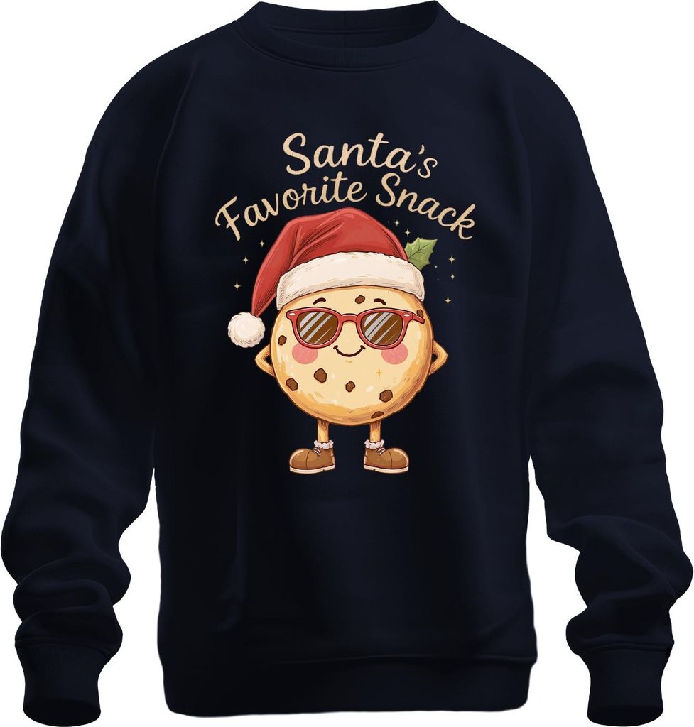 Santa's Favorite Snack Weihnachtskeks lustig Geschenk Kinder Uni Sweatshirt Pullover, Navy, 3XL