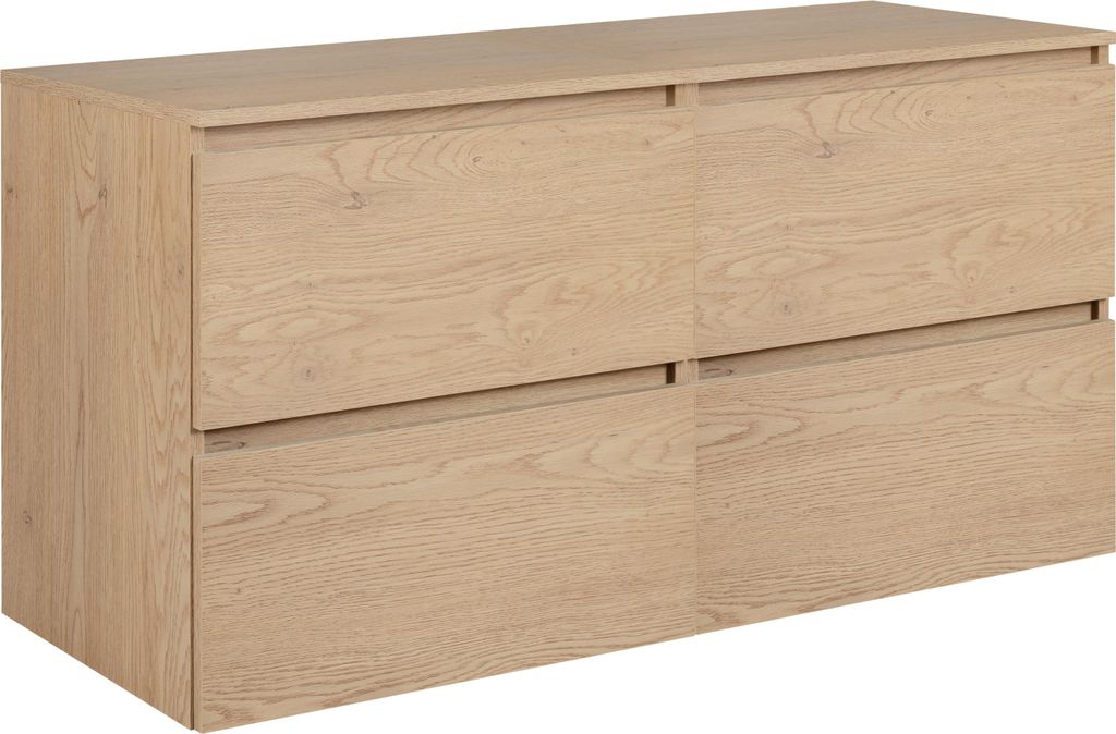 BADEZIMMERSCHRANK 120 cm (2 X 60) + TOP, Farbe: helle Eiche, 120 x 46 x 60,7 cm, mit Arbeitsplatte
