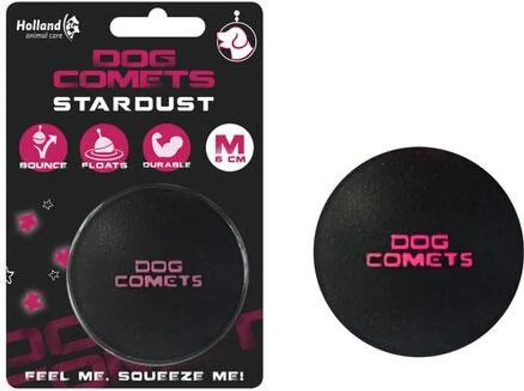 Palla Cometa Dog Comets Stardust Nero/Rosa | Resistente in Gomma Naturale
