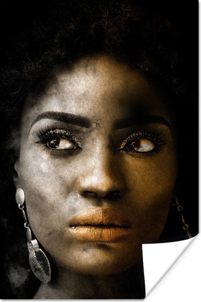 MuchoWow Poster Frau - Ohrringe - Farbe 80x120 cm - Papierdruck