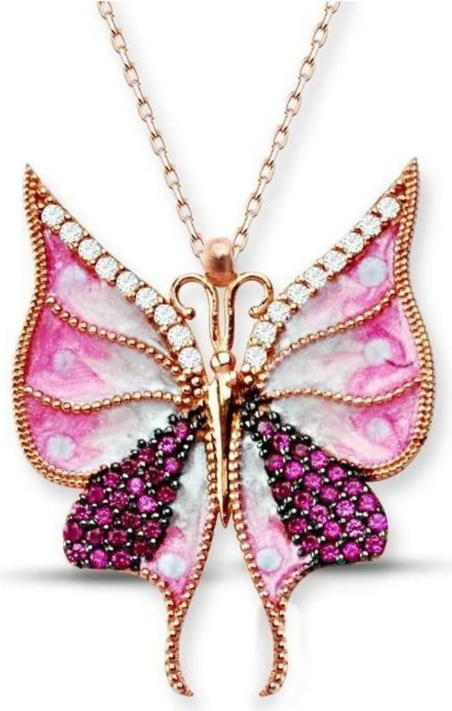 Collier femme argent 925 papillon : le cadeau idéal avec zircone 42cm