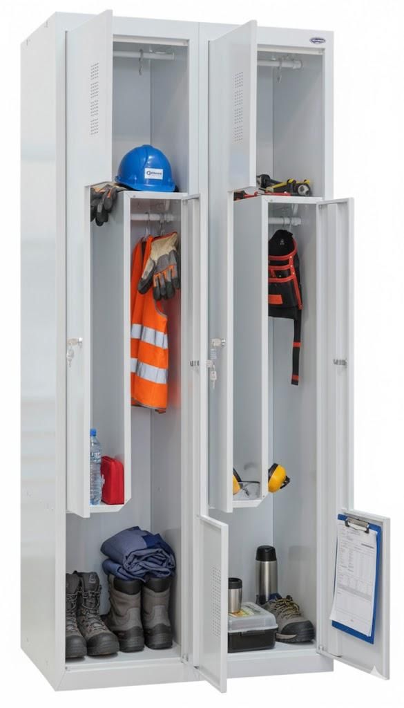 Metalowa szafa socjalna typu L, BHP, szerokość 80 cm | Zdjęcie produktu 